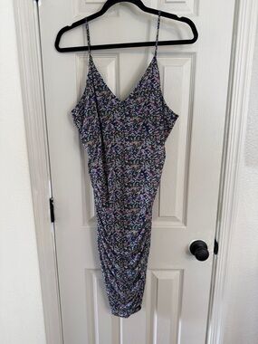 bp. Floral Slip mini Dress in Navy with Pink and Lavender Accents
